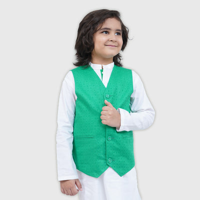 Boys Independence 3 Pcs Suit Azadi - White