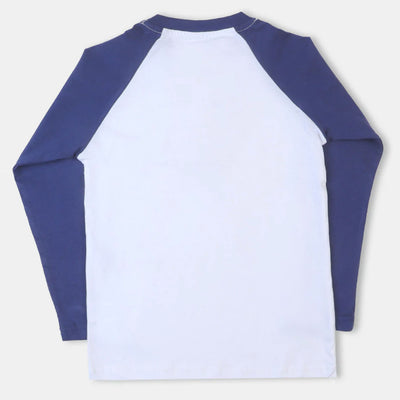 Boys T-Shirt F/S Raglan - White/Navy