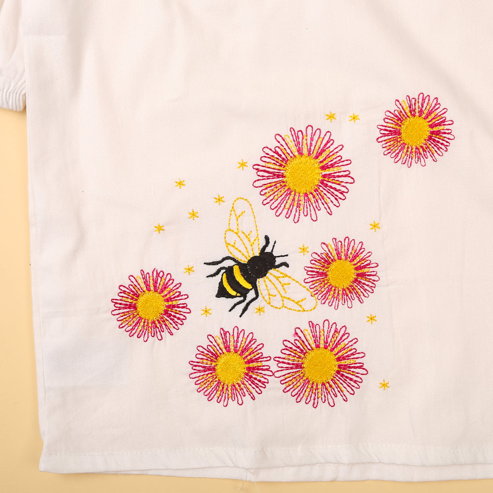 Embroidered Top For Girls - White