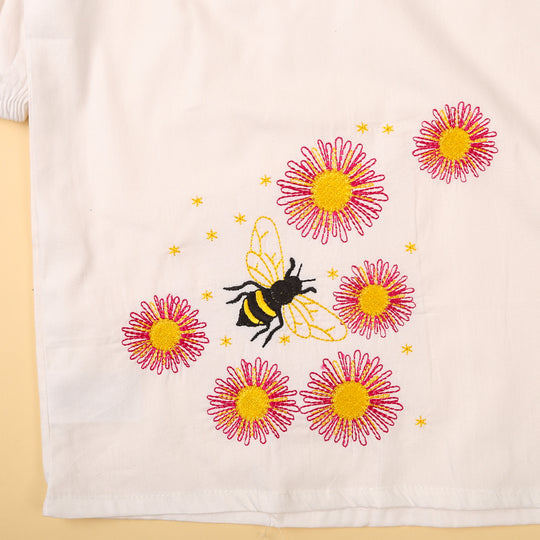 Embroidered Top For Girls - White