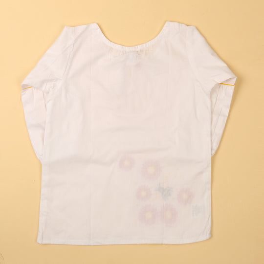 Embroidered Top For Girls - White