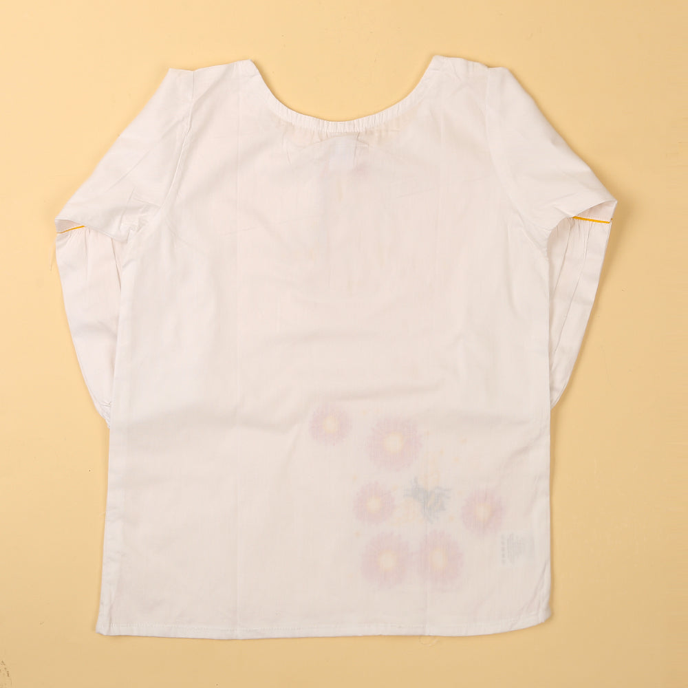 Embroidered Top For Girls - White