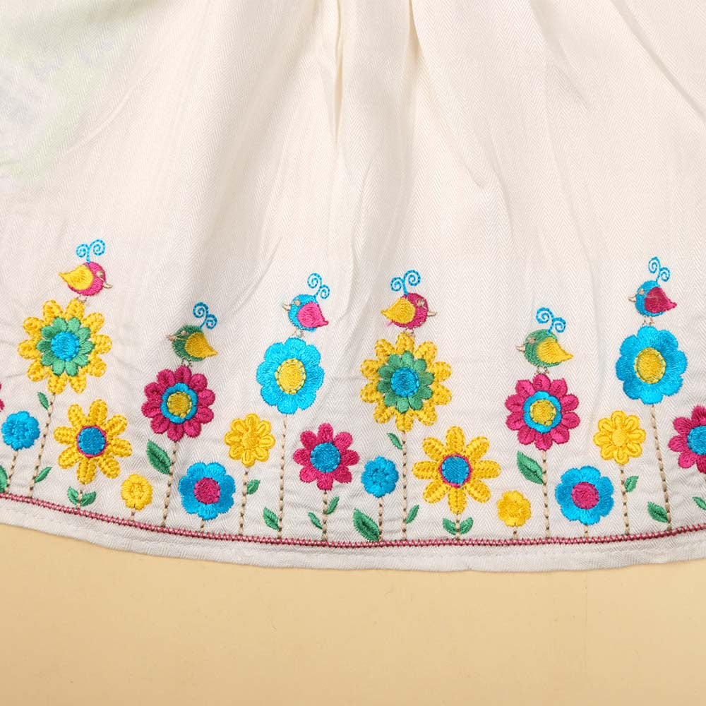 Embroidered Top For Girls - White