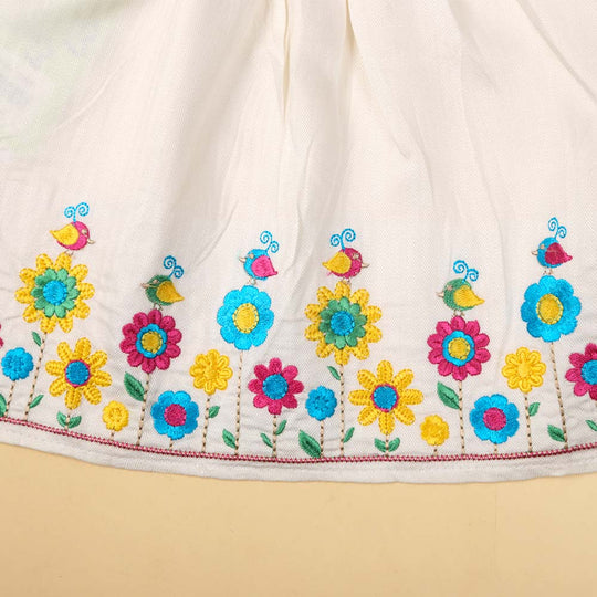 Embroidered Top For Girls - White