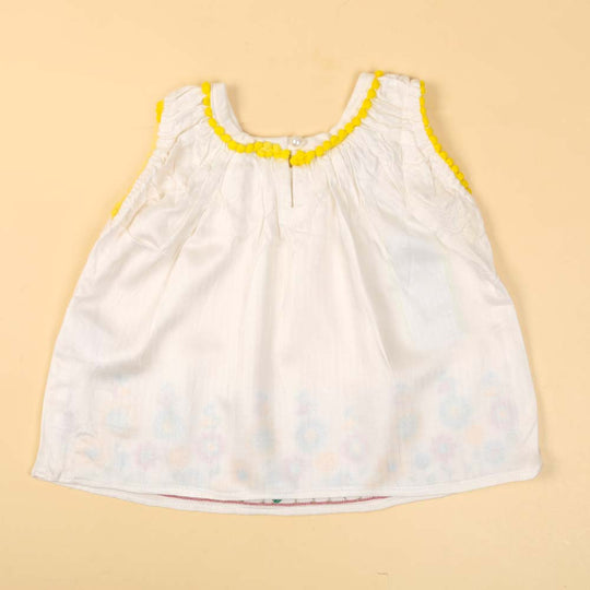 Embroidered Top For Girls - White