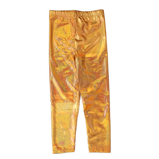 Foil Tights For Girls - Golden