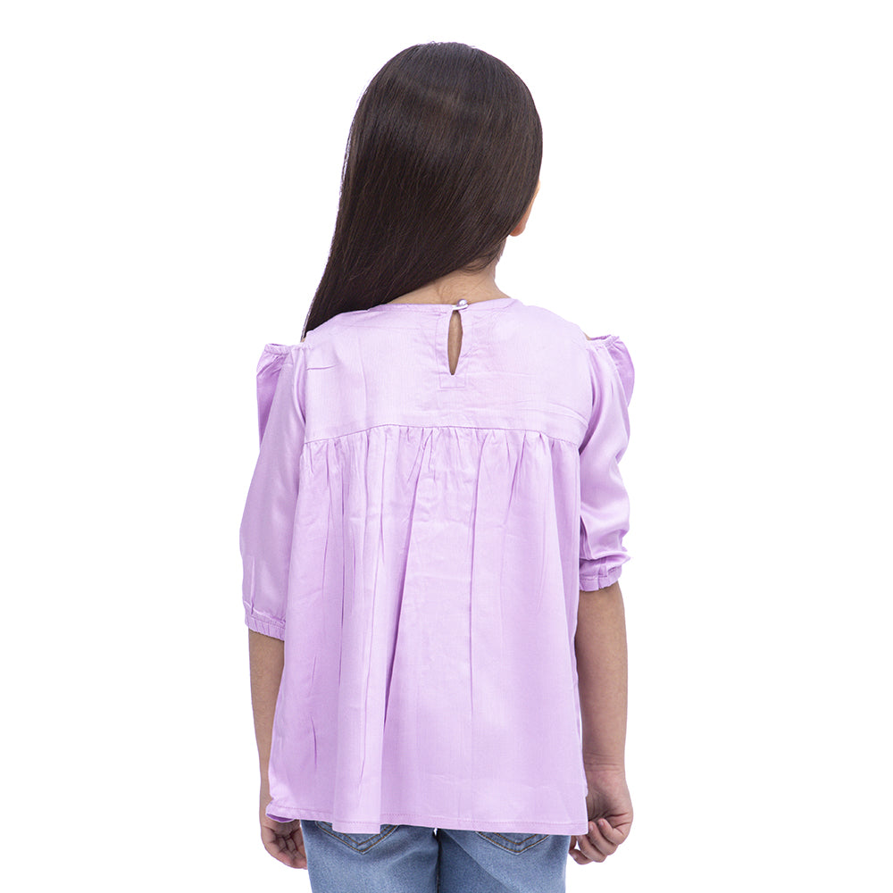 Embroided Heaven Top For Girls - Lilac