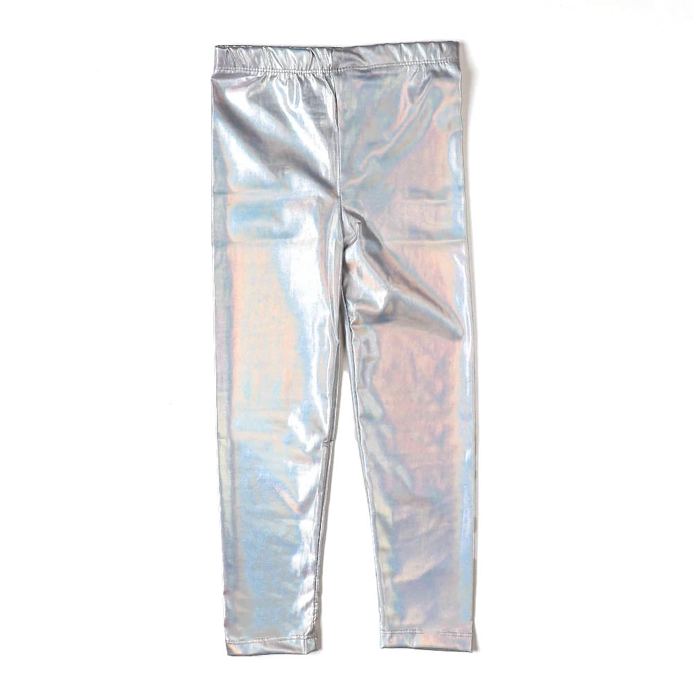 Infant Foil Tights For Girls - Silver