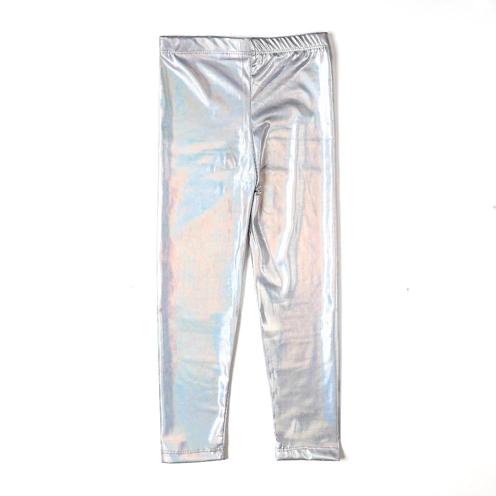 Infant Foil Tights For Girls - Silver