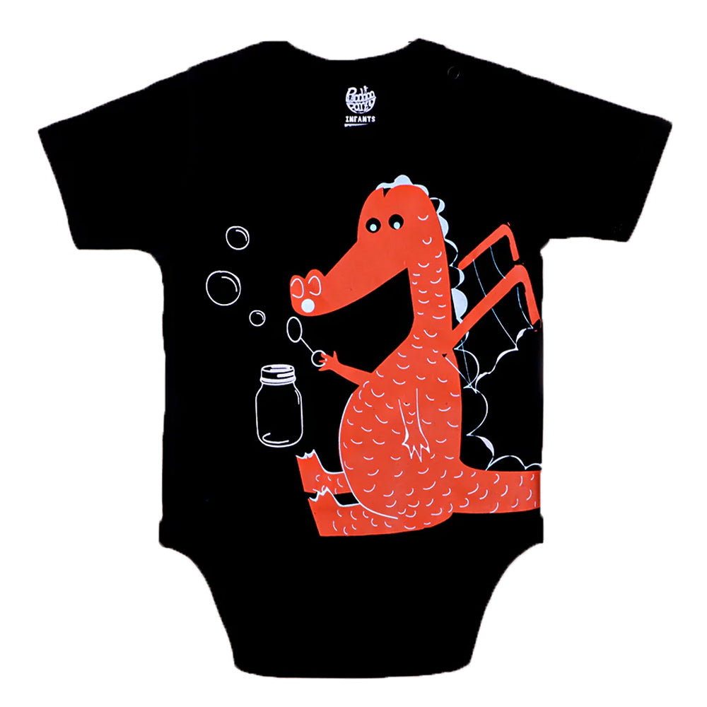 Dino Basic Romper For Boys - Black