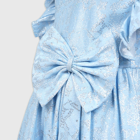 Girls Fancy Frock Monsoon Frill - SKY BLUE