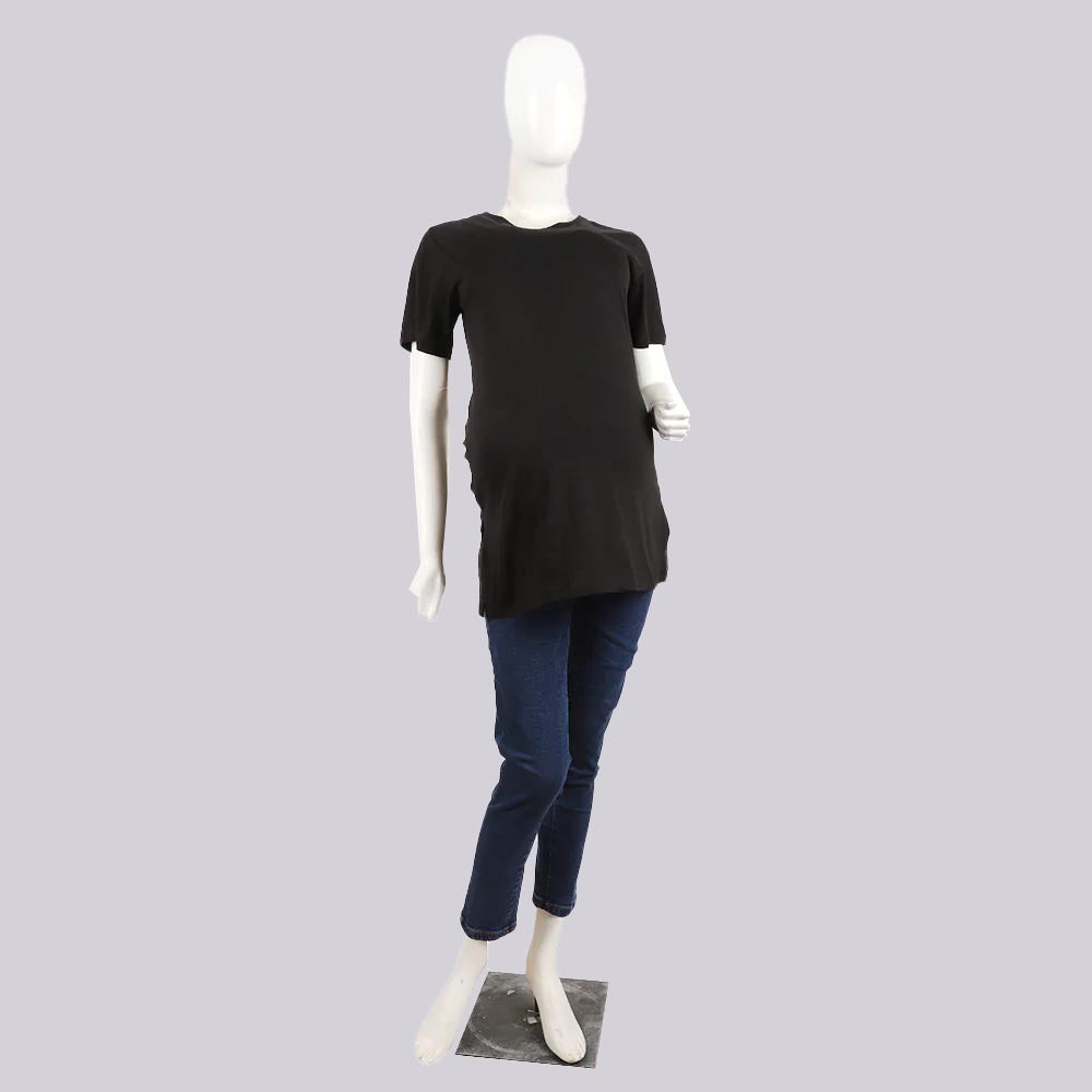 Women's Maternity V Neck T-Shirt - BLACK