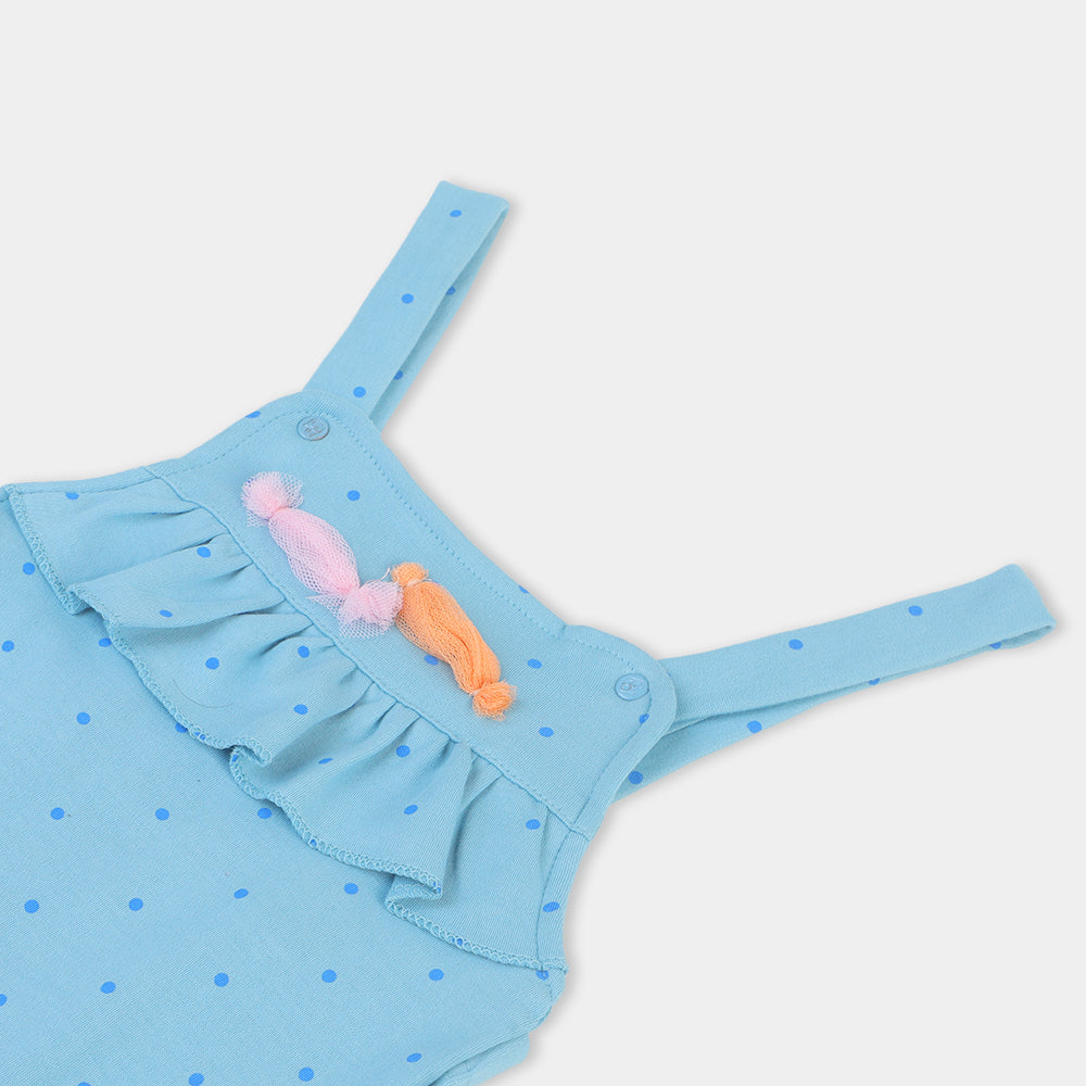 Infant Girls Knitted Romper Candy - Blue/White