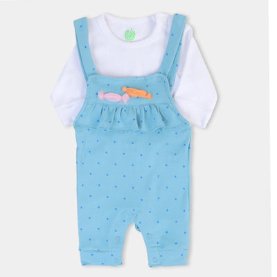 Infant Girls Knitted Romper Candy - Blue/White