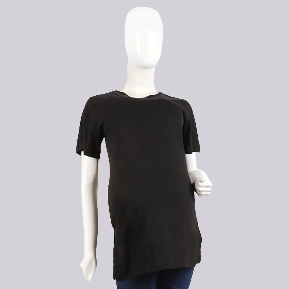 Women's Maternity V Neck T-Shirt - BLACK