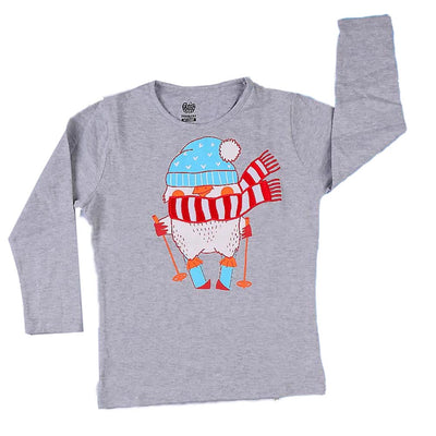 Winter Penguin T-Shirt For Girls - Grey