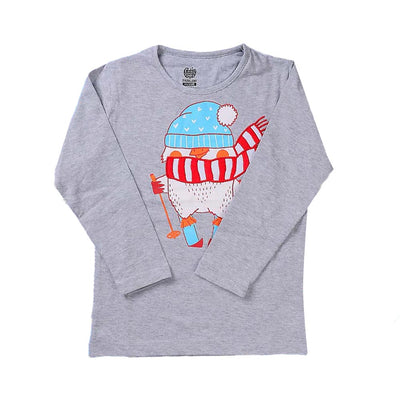 Winter Penguin T-Shirt For Girls - Grey