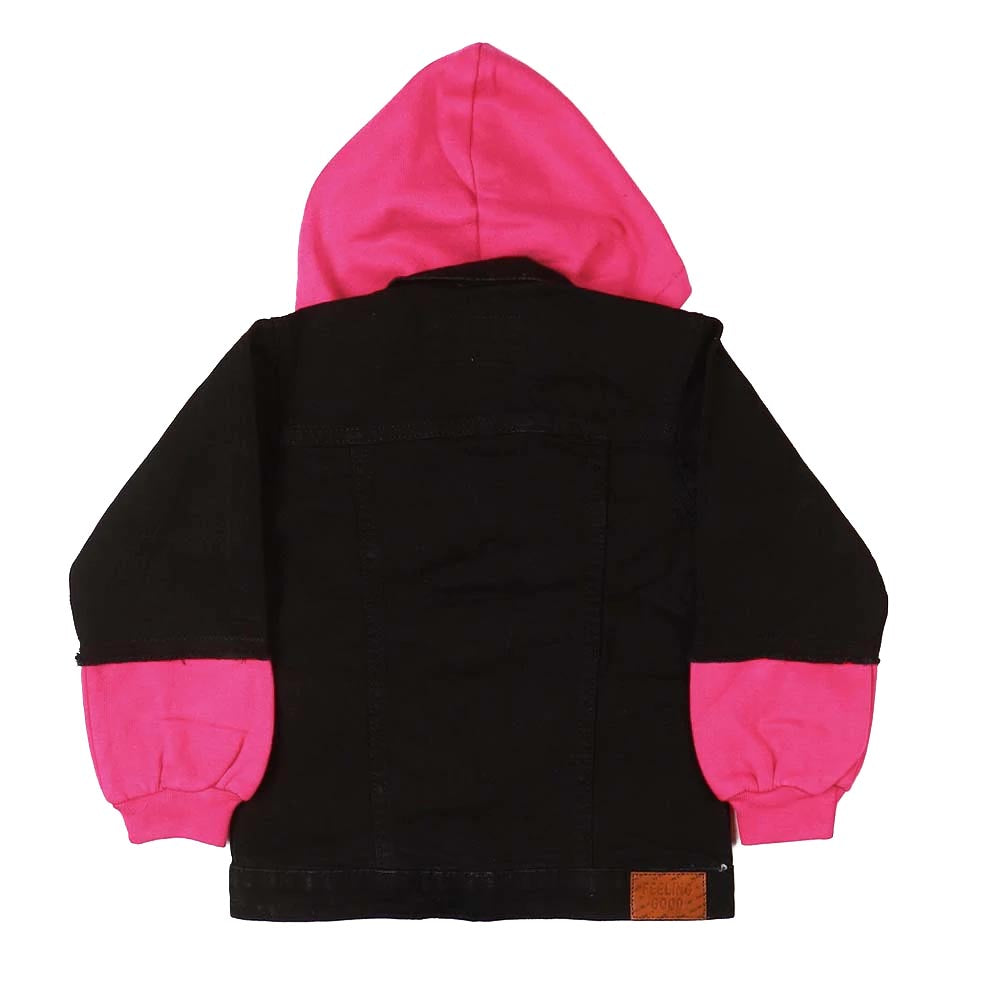 Girls Denim hooded Jacket - Black