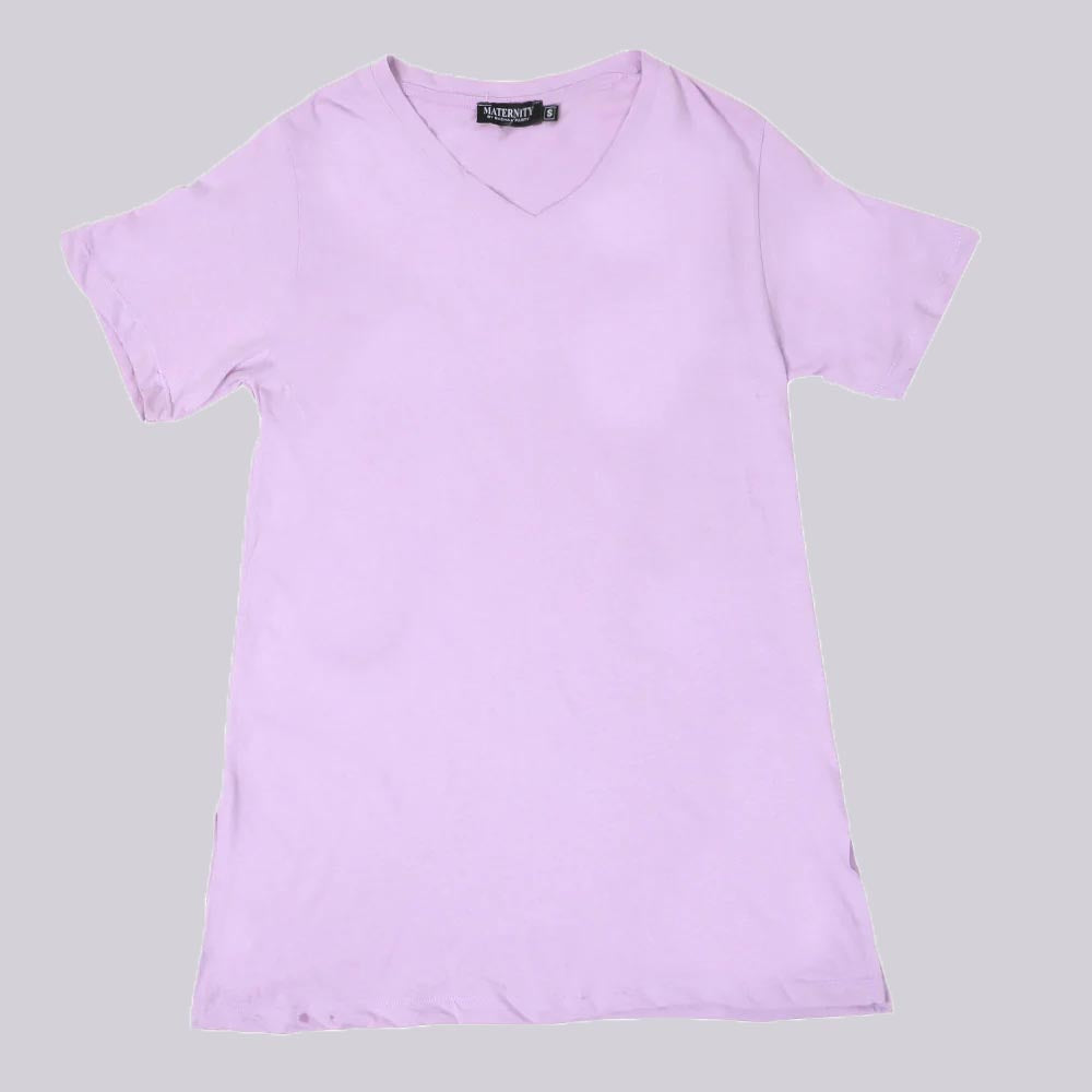Women's Maternity V Neck T-Shirt - Light Purple