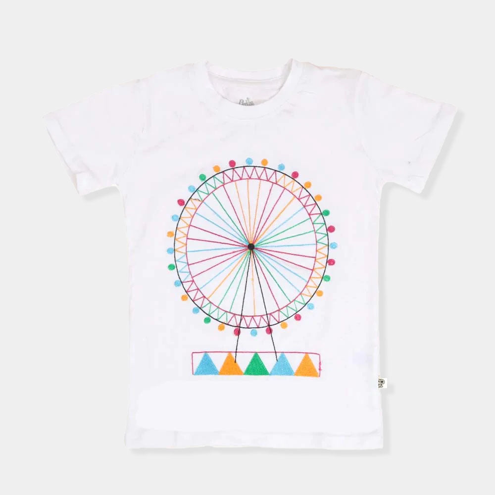 Infant London Eye T-Shirt For Girls - White