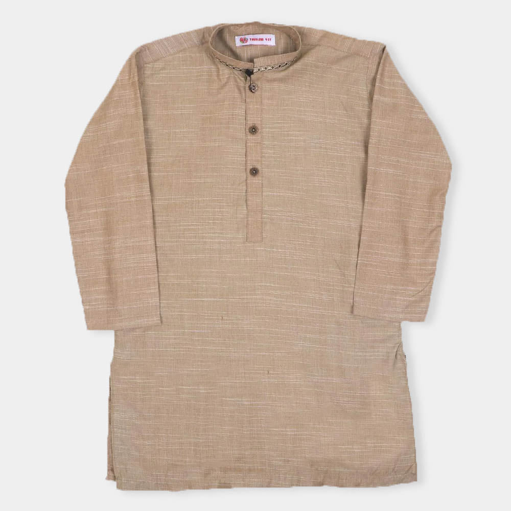 Boys Embroidered Kurta - Khaki