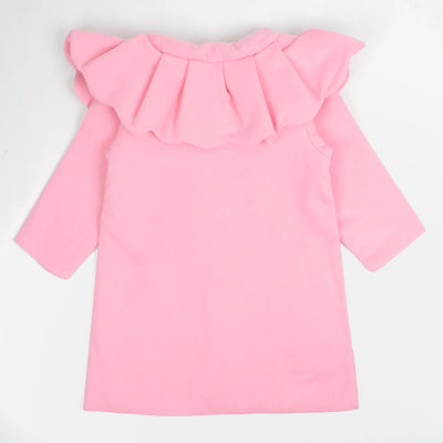 Girls Woolen Trench Coat - Pink