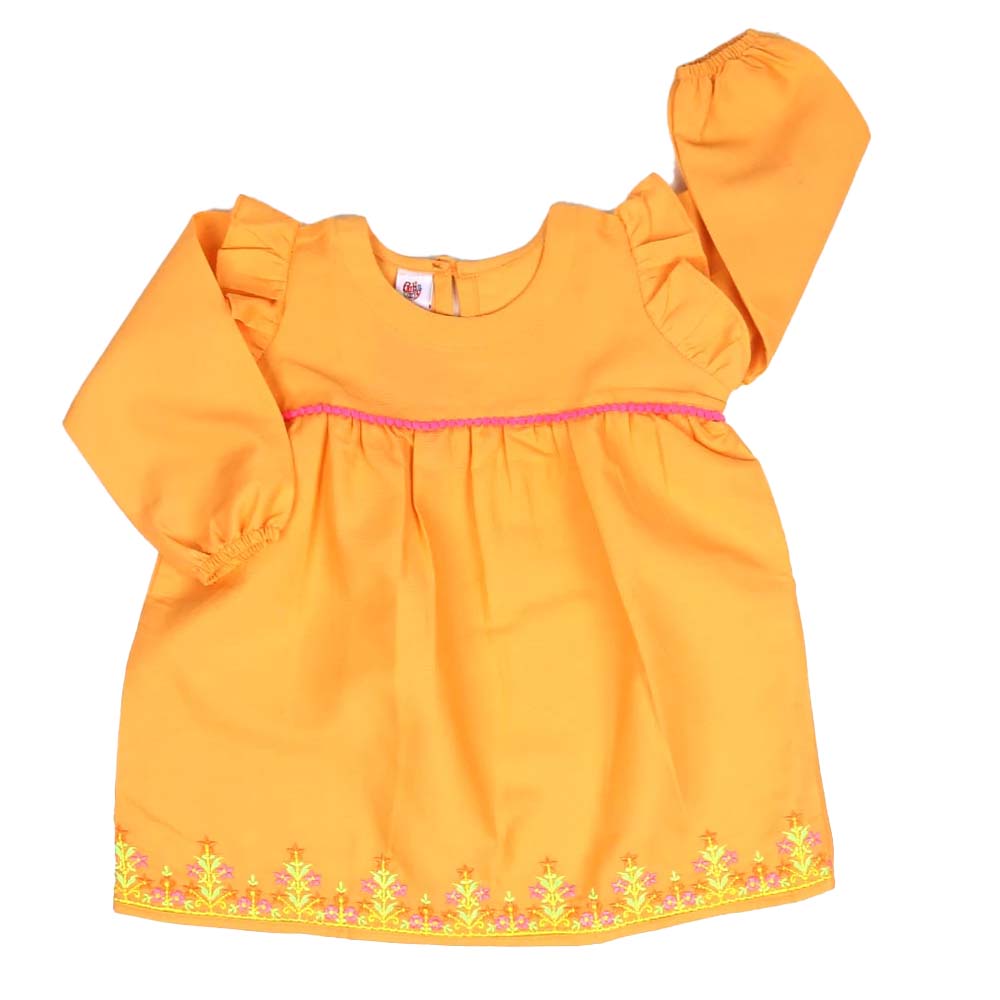 Girls Embroidered Top Floral - Citrus
