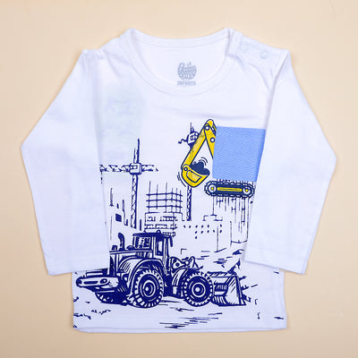 Excavator T-Shirt For Boys - White