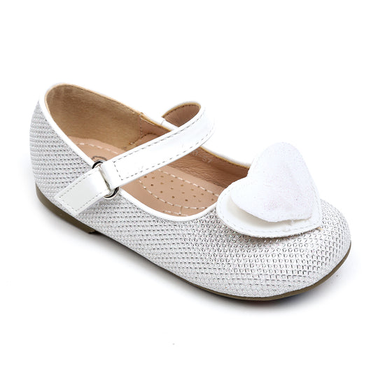 Glitter Heart Pumps For Girls - White