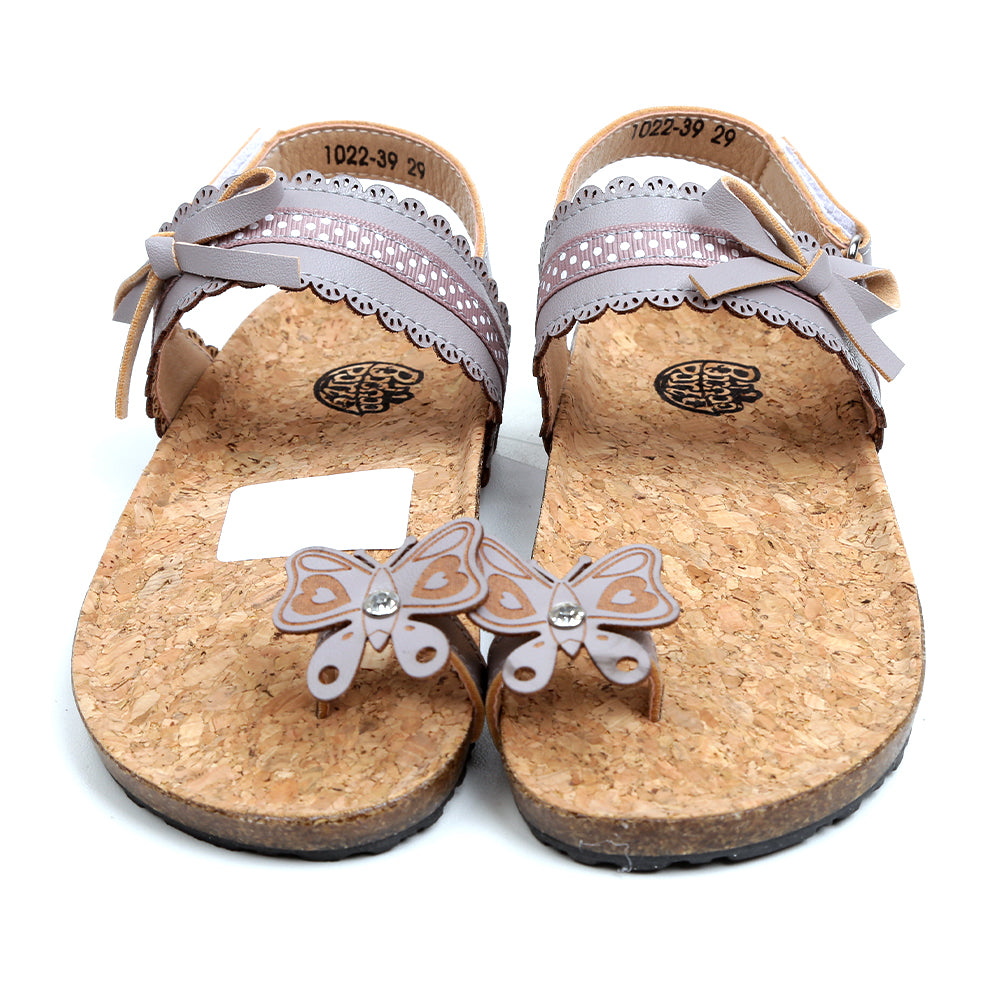 Butterfly Bow Sandals For Girls - Gray