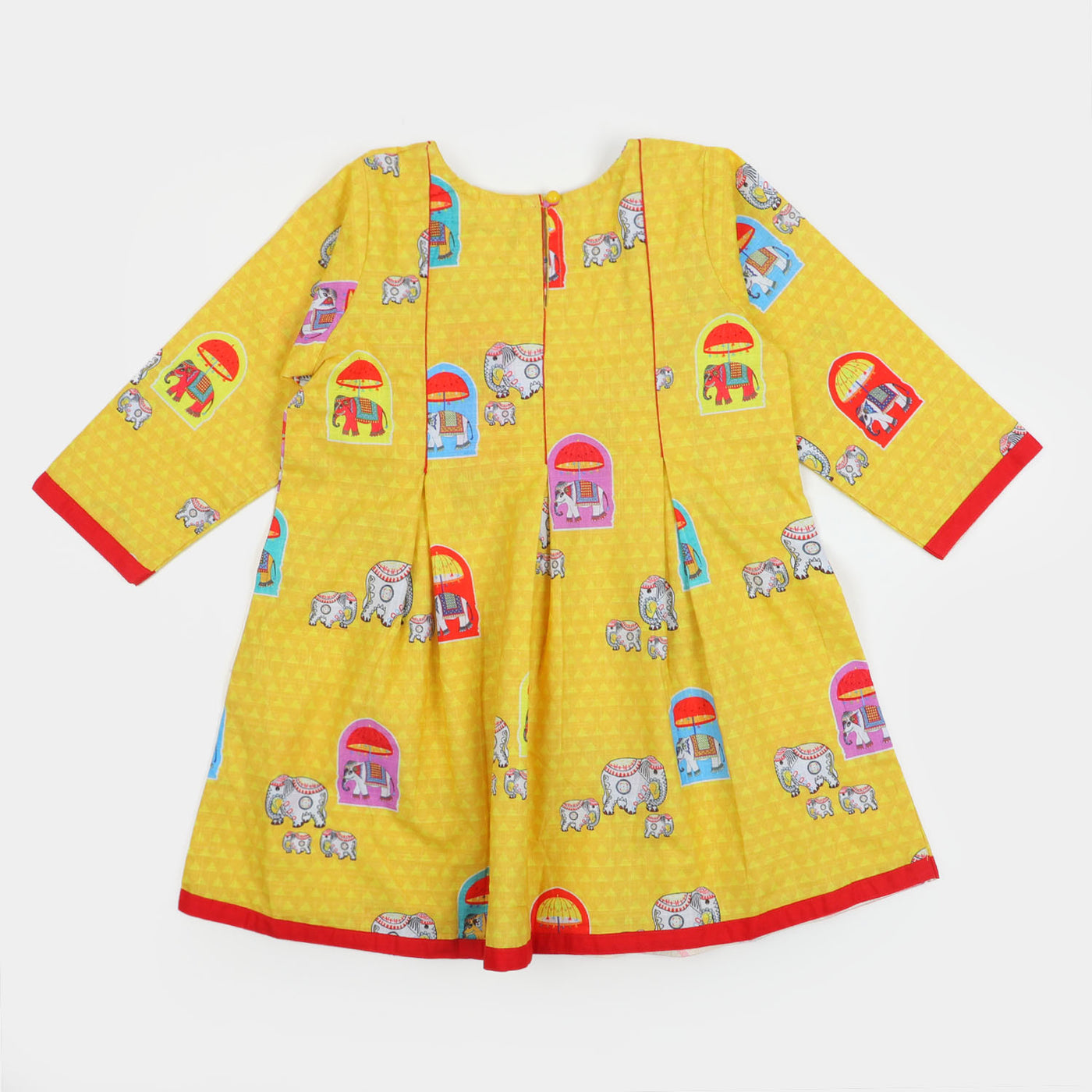 Girls Digital Printed Kurti Elephant Family - Yellow