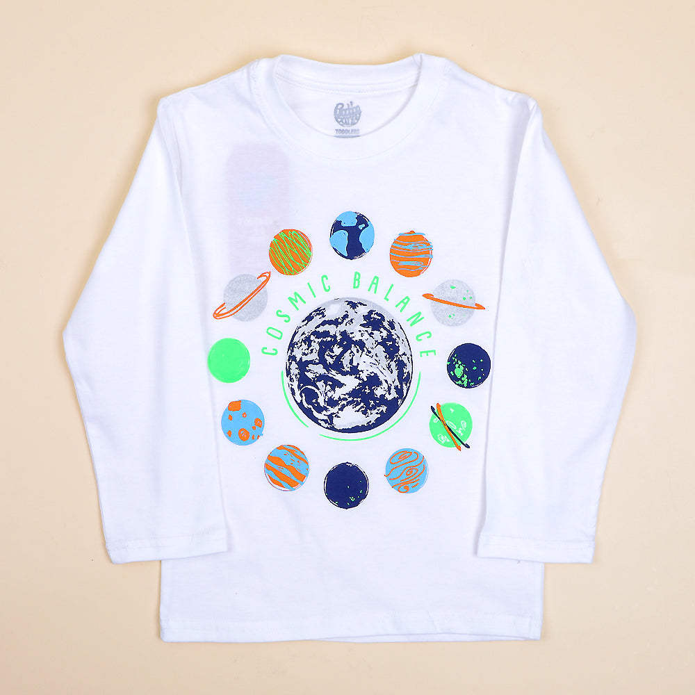 Infant Universe T-Shirt For Boys - White