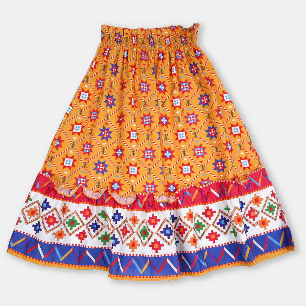 Girls long Skirt Printed- Multi