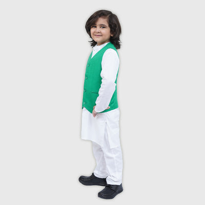 Boys Independence 3 Pcs Suit Azadi - White