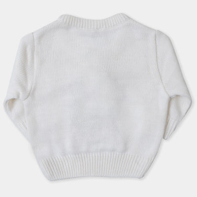 Infant Girls Sweater Fluffy Motif - Winter White