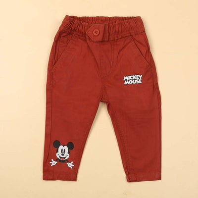 Character Cotton Pant For Boys - Rust