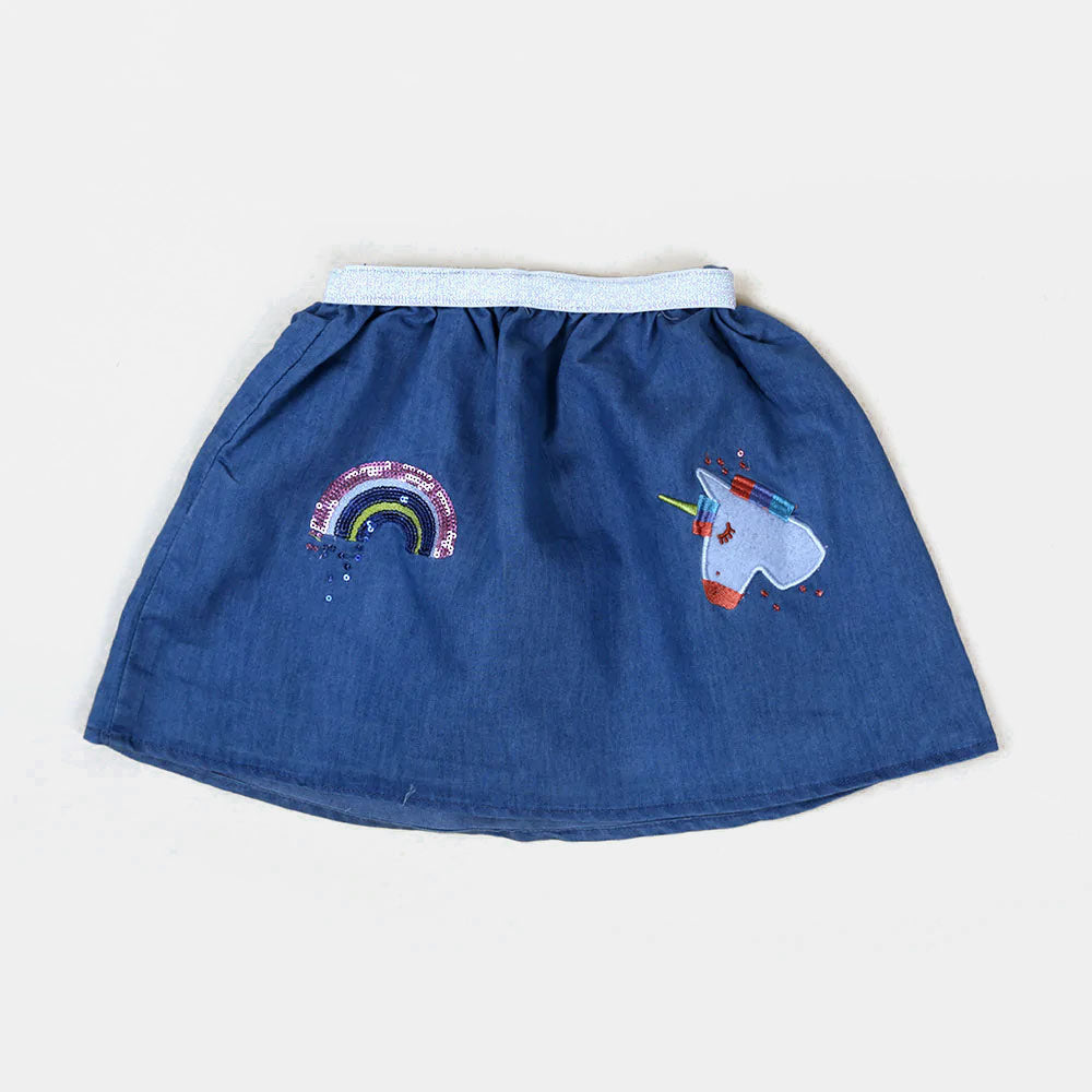 Infants Rainbow Denim Skirt For Girls - Ice Blue