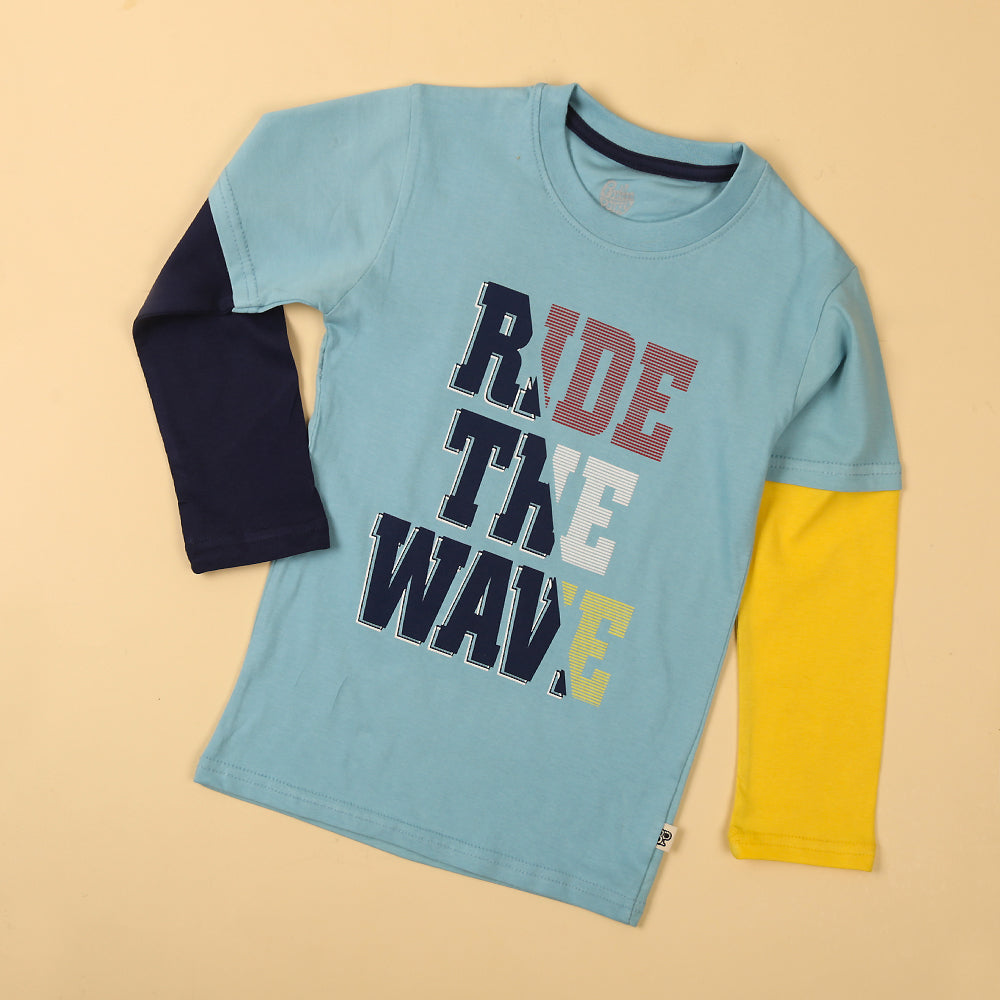 Ride The Wave T-Shirt For Boys - Sky Blue