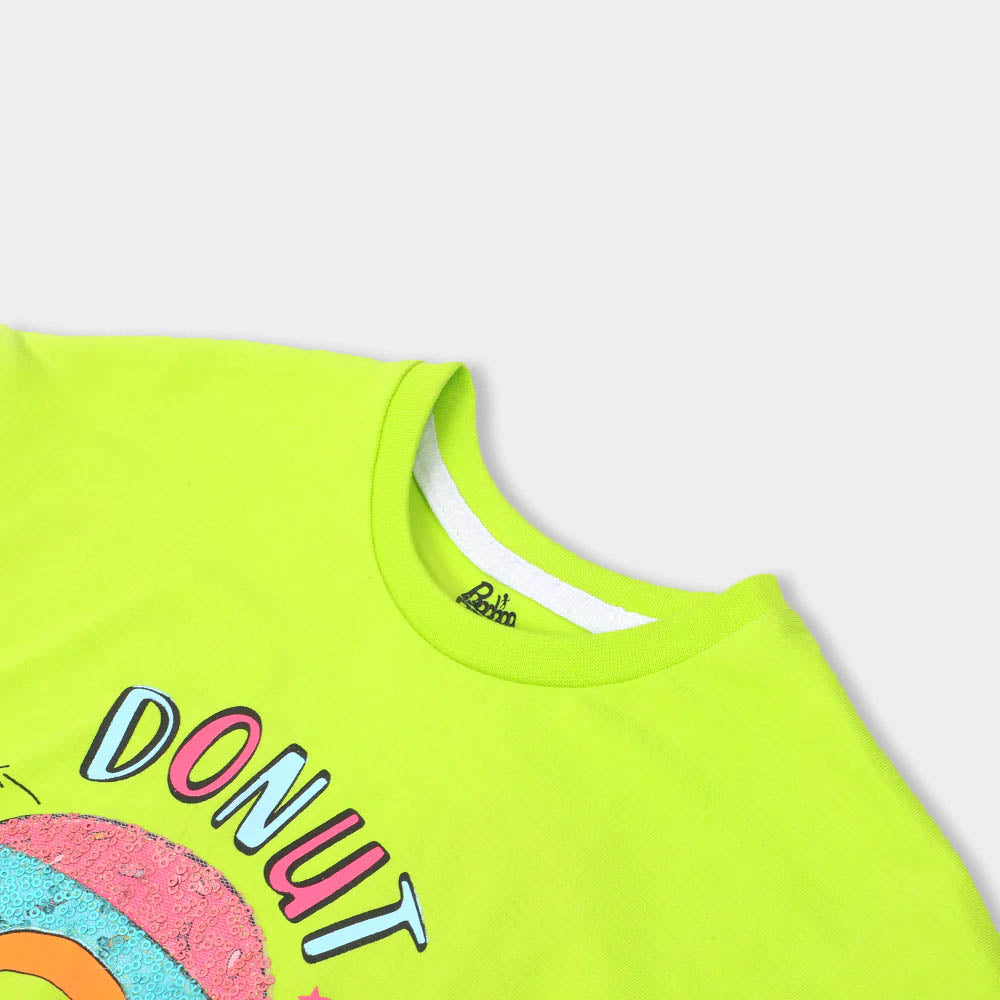 Girls T-Shirt Donut - Neon Green