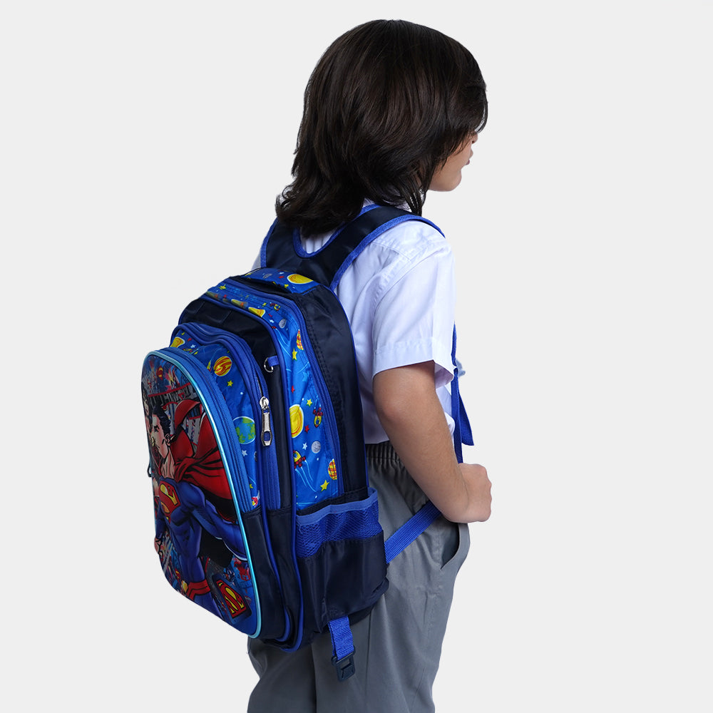 Super Hero 3IN1 "School Bag Blue With Trolley, 33.5" For Kids