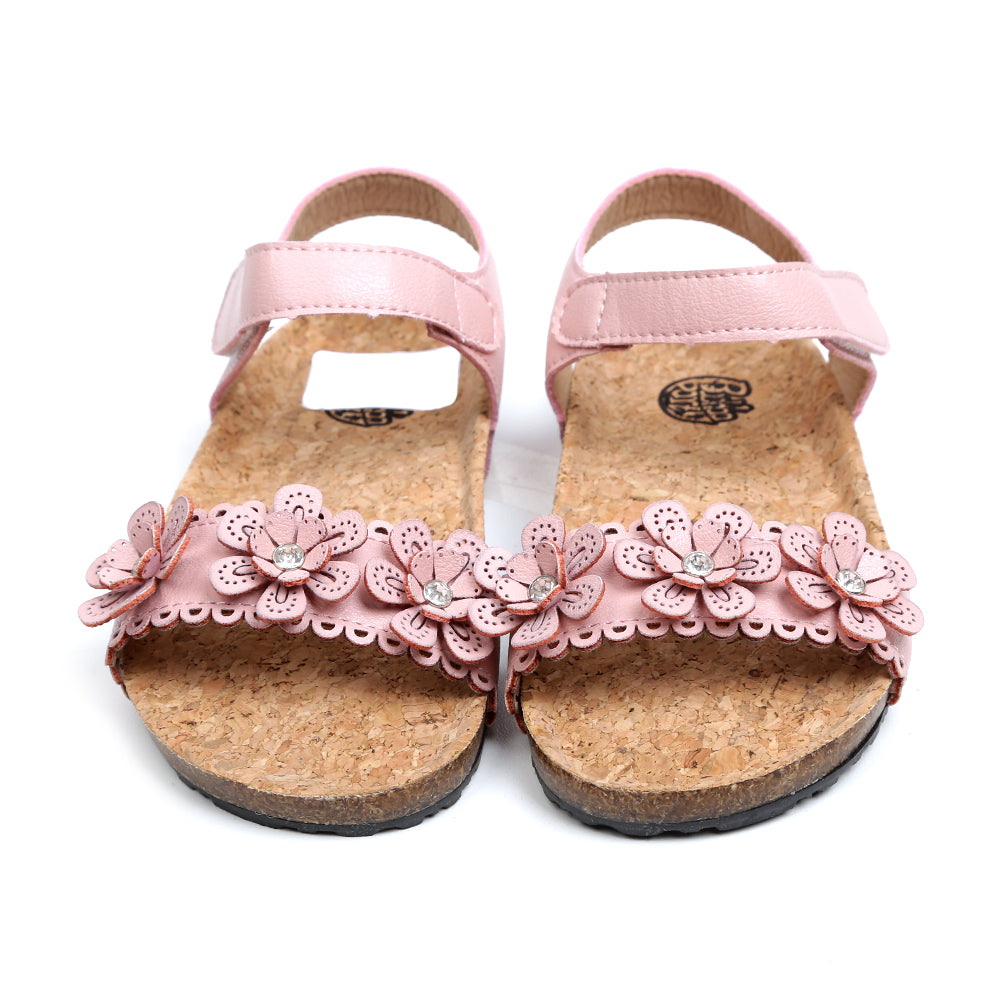 Flowers Strap Sandals For Girls - Pink