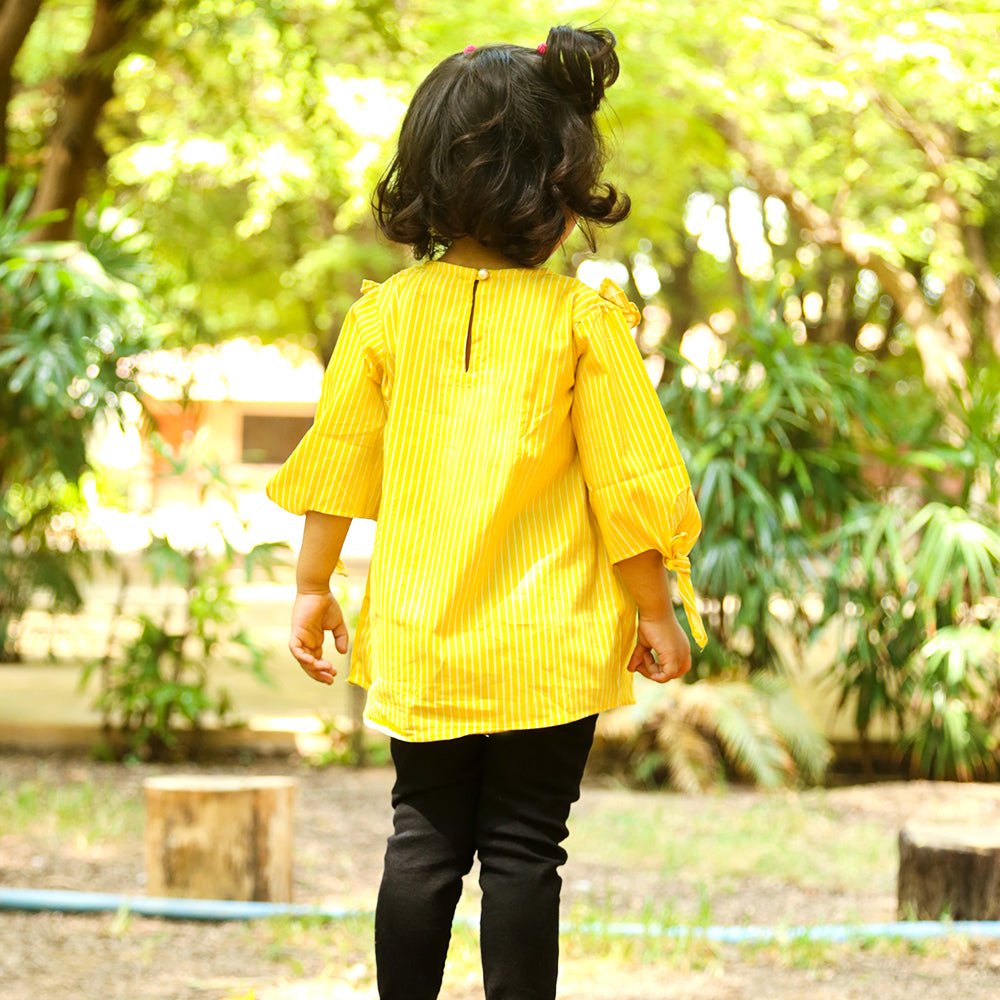 Embroidered Top For Girls - Yellow