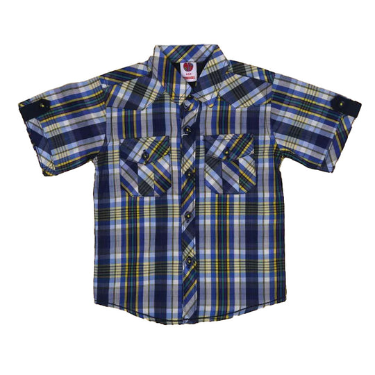 Contrast Yoke Casual Shirt For Boys - Blue