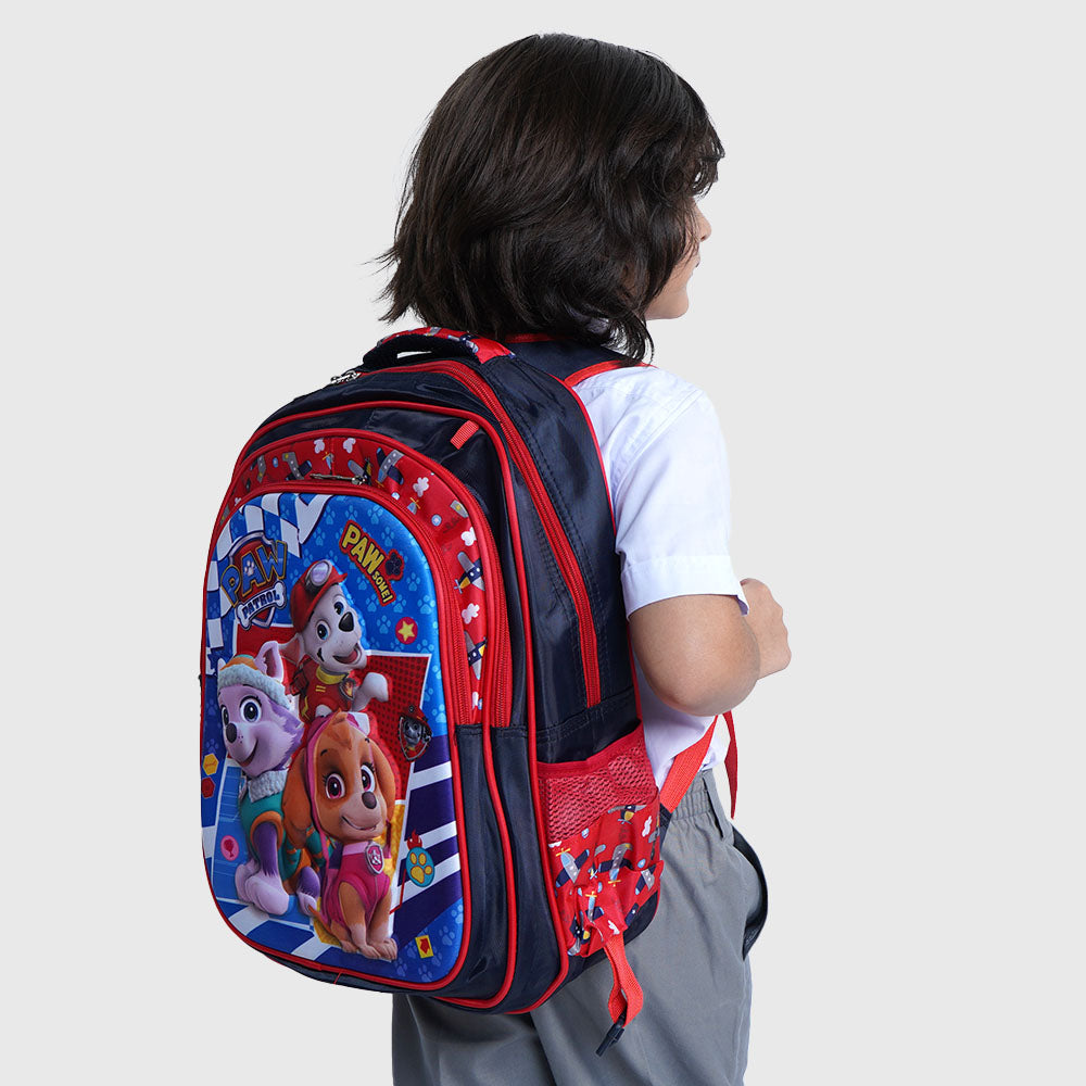 New Style Double Shoulder "Cartoon School Bag With Trolley" 3in1 - Red