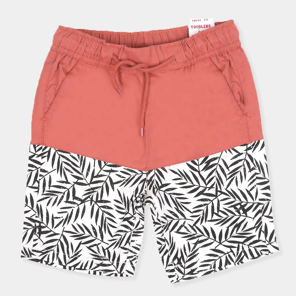 Boys Short Cotton Tropical - Coral
