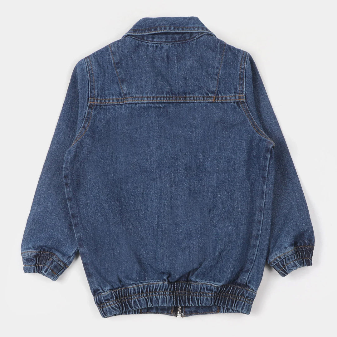 Girls Denim Jacket No Bad Vibes - Mid Blue