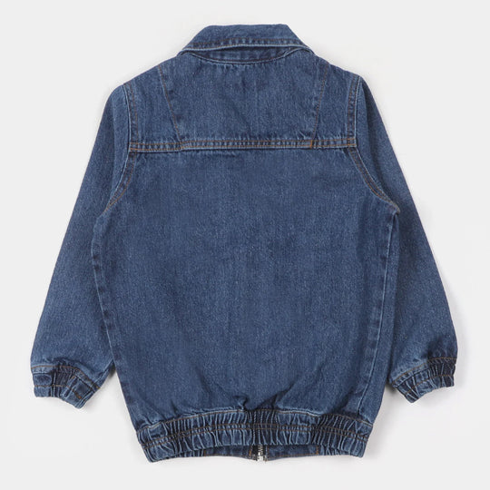 Girls Denim Jacket No Bad Vibes - Mid Blue