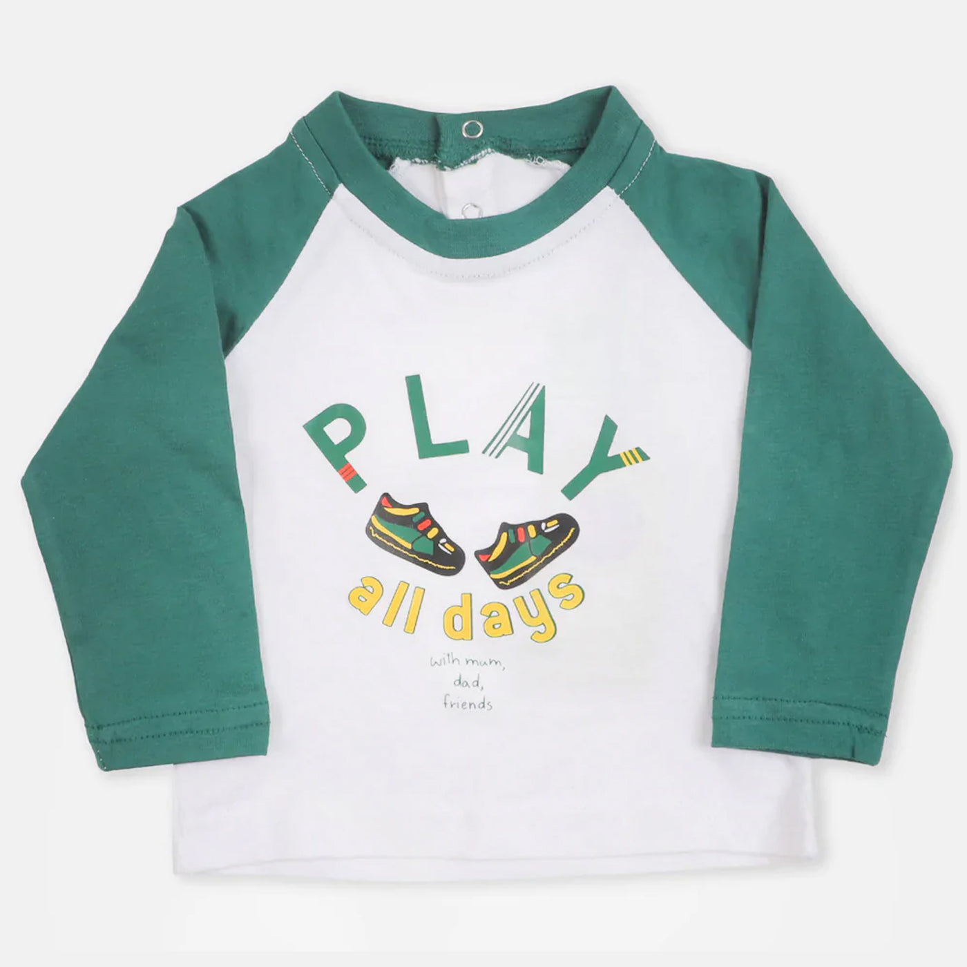 Infant Boys R-N T-Shirt Play All Day - White/Green