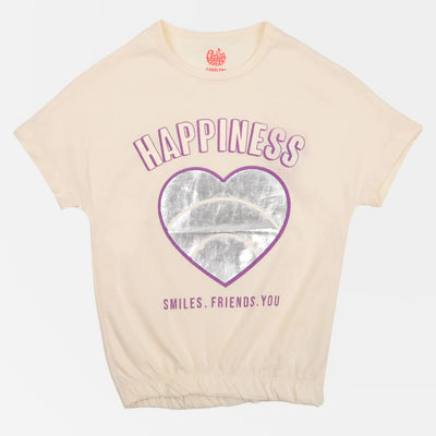 Girls-T-Shirt H/S HAPPINESS - Lilac
