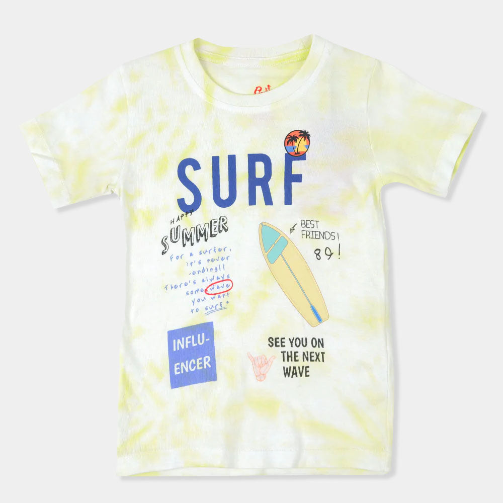 Boys Cotton T-Shirt Surf - Yellow